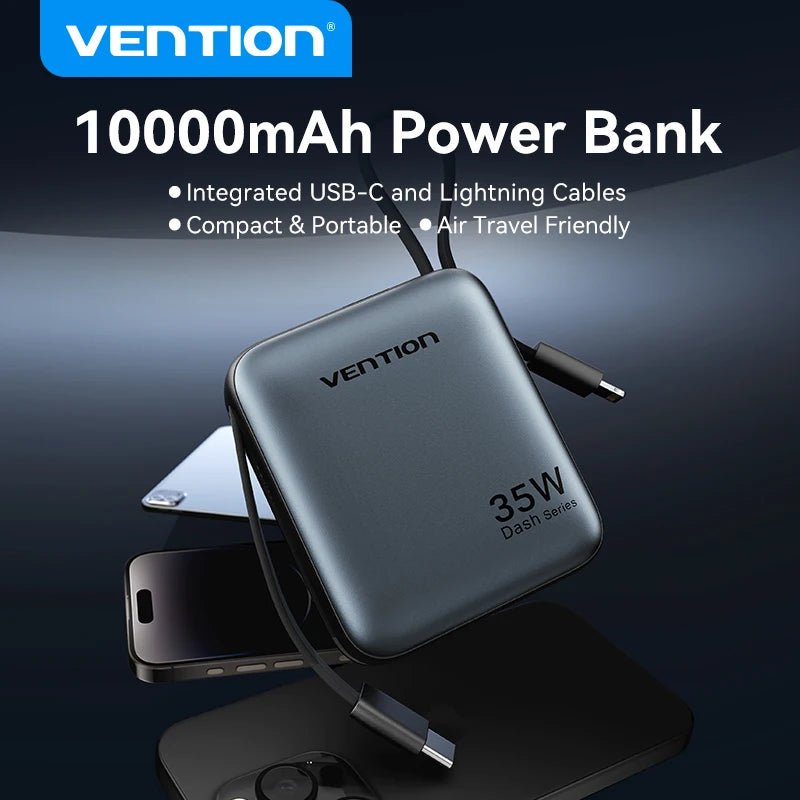 Batterie externe / powerbank 10 000 mAh à charge rapide PD35 W "Vention - Dash series" - Planète Rando