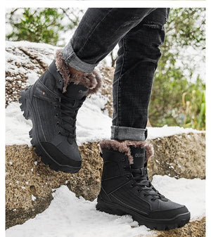 Bottes d'hiver high - top avec doublure polaire imperméables et antidérapantes pour homme "Mixidelai - Moutain boots series" - Planète Rando