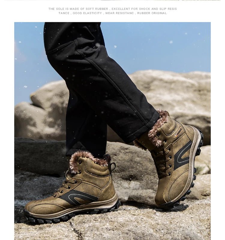 Bottes d'hiver high - top avec doublure polaire imperméables et antidérapantes pour homme "Mixidelai - Moutain boots series" - Planète Rando