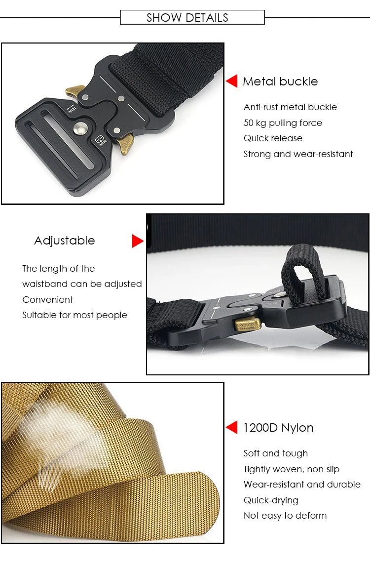 Ceinture tactique en nylon 1200D avec boucle à dégagement rapide 125cm "Vatlty - VT44" - Planète Rando