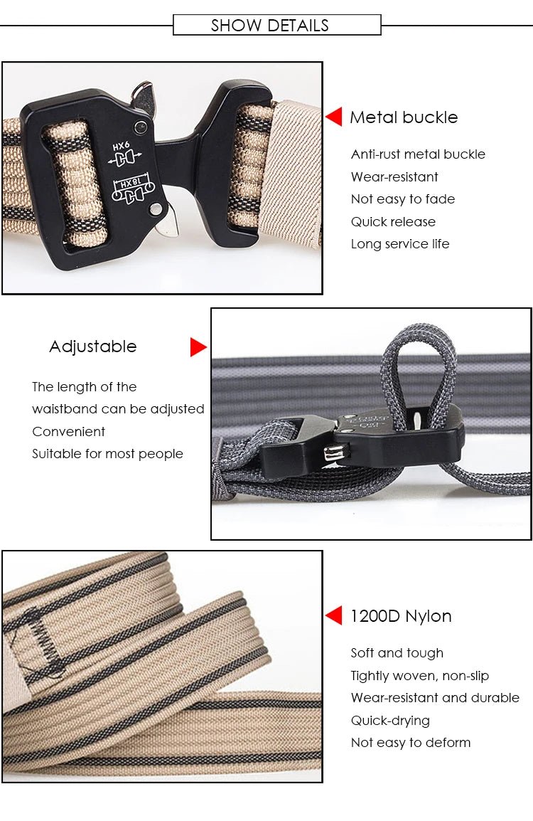 Ceinture tactique en nylon 1200D avec boucle à dégagement rapide "VATLTY - VB101" - Planète Rando