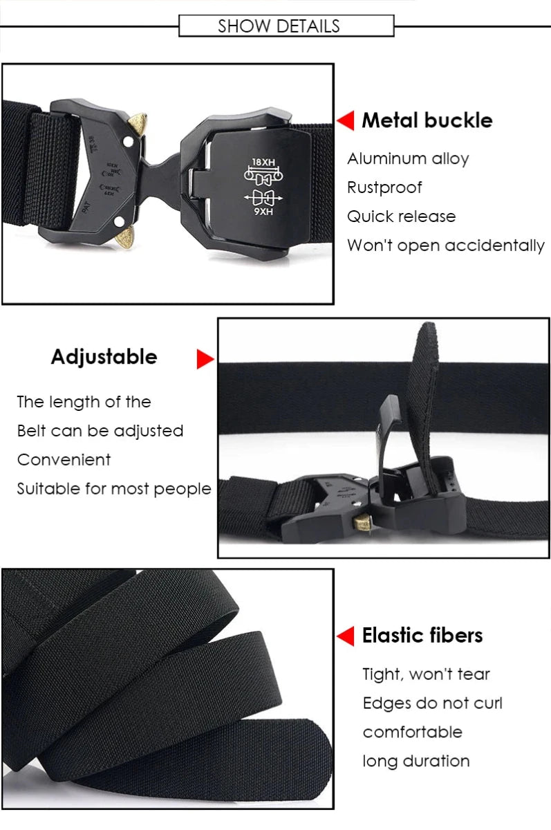 Ceinture tactique en nylon 1200D avec boucle à dégagement rapide "VATLTY - VT156" - Planète Rando