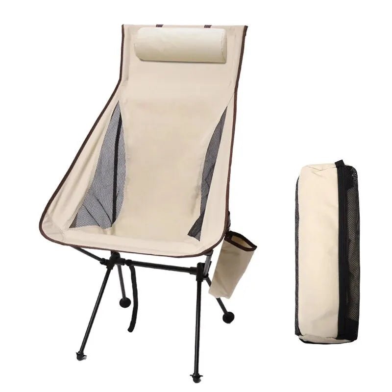 Chaise de camping / pêche pliante portable en alliage d'aluminium jusqu'à 150kg "WESTTUNE - camping chair" - Beige | Planète Rando