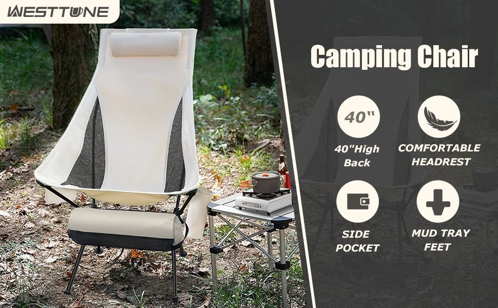 Chaise pliante portable en alliage d'aluminium pour le camping, la pêche et les loisirs "WESTTUNE - Confortable camping chair" - Planète Rando
