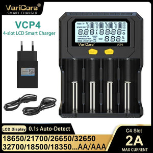 Chargeur intelligent avec écran LCD pour batteries Li - ion 3,7V / LiFePO4 3,2V / Ni - MH 1,2V "VariCore VCR4/P4" - Planète Rando