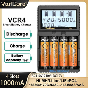 Chargeur intelligent avec écran LCD pour batteries Li - ion 3,7V / LiFePO4 3,2V / Ni - MH 1,2V "VariCore VCR4/P4" - Planète Rando