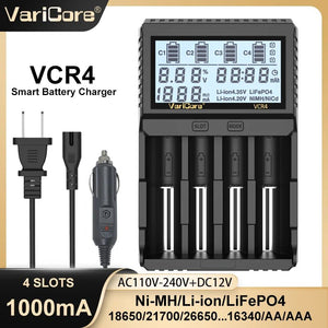 Chargeur intelligent avec écran LCD pour batteries Li - ion 3,7V / LiFePO4 3,2V / Ni - MH 1,2V "VariCore VCR4/P4" - Planète Rando