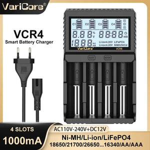 Chargeur intelligent avec écran LCD pour batteries Li - ion 3,7V / LiFePO4 3,2V / Ni - MH 1,2V "VariCore VCR4/P4" - Planète Rando