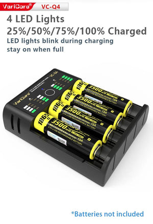 Chargeur intelligent portable pour batteries lithium 3,7V et 1,2 V Ni - MH Ni - Cd AA/AAA "VariCore VCQ4 TC2" - Planète Rando