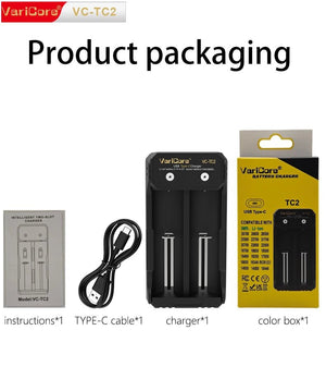Chargeur intelligent portable pour batteries lithium 3,7V et 1,2 V Ni - MH Ni - Cd AA/AAA "VariCore VCQ4 TC2" - Planète Rando