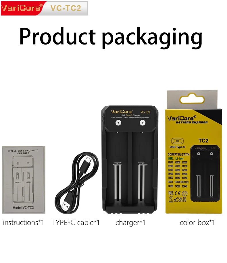 Chargeur intelligent portable pour batteries lithium 3,7V et 1,2 V Ni - MH Ni - Cd AA/AAA "VariCore VCQ4 TC2" - Planète Rando