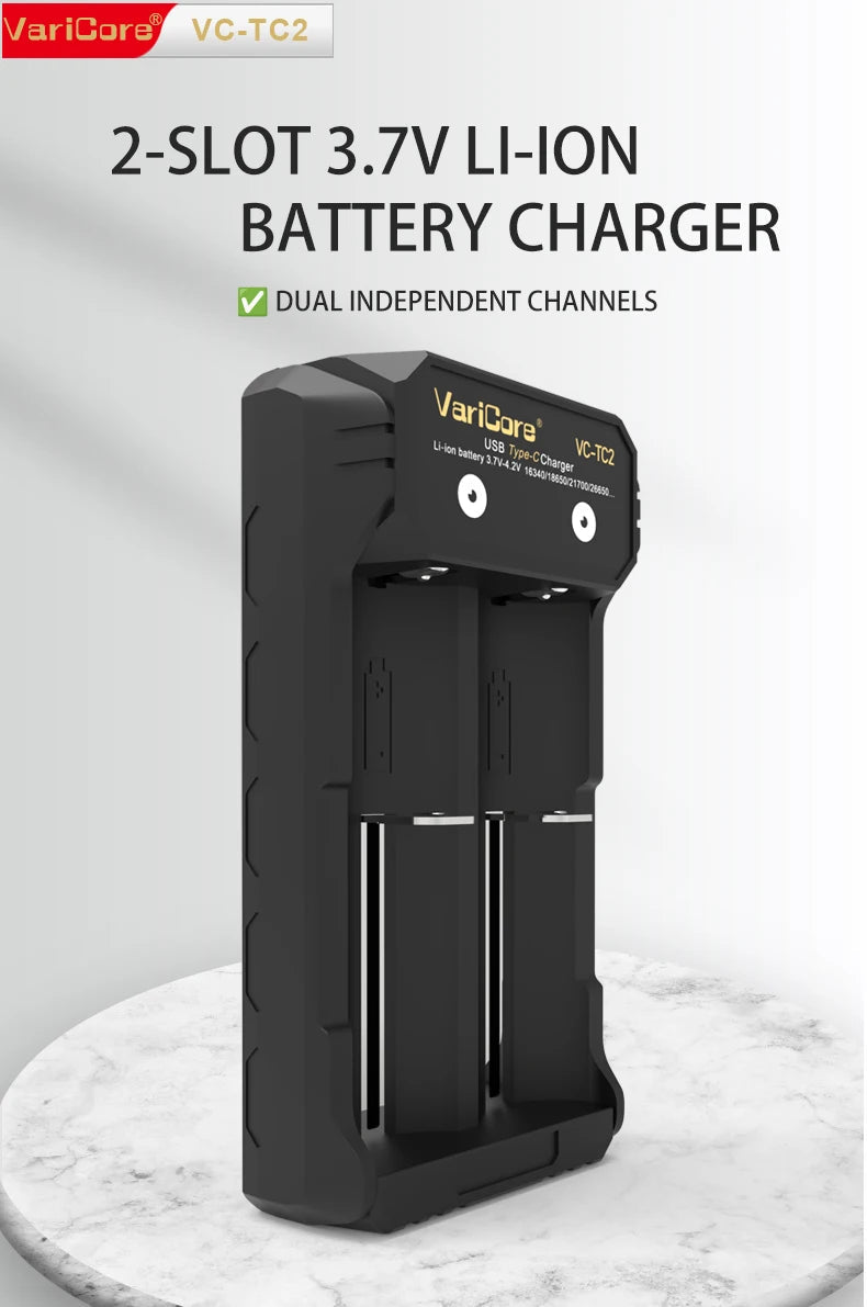 Chargeur intelligent portable pour batteries lithium 3,7V et 1,2 V Ni - MH Ni - Cd AA/AAA "VariCore VCQ4 TC2" - Planète Rando