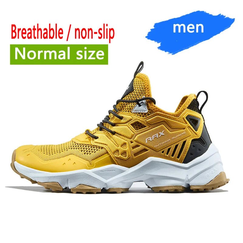 Chaussure de course homme Rax RAX - 91-5C485 jaune noire, mesh respirant, semelle blanche antidérapante, outdoor.