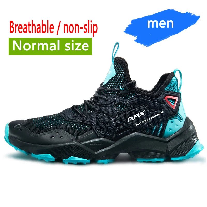 Chaussures de course homme Rax basses noires et turquoise, légères, respirantes pour randonnée, FREE FLEXIBLE, RAX-91-5C485.