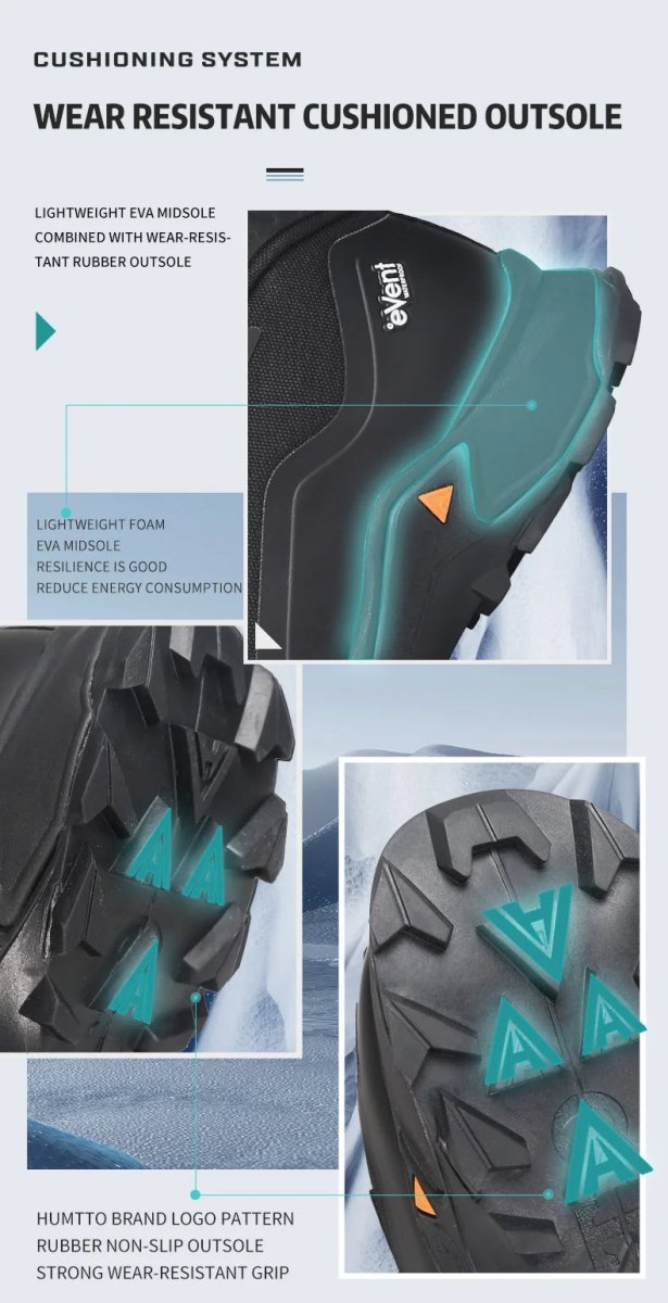 Les Humtto Chaussures de randonnée mid-top "HT-240775A" pour homme offrent une semelle antidérapante robuste, système de laçage BOA et la Technologie Event® Dynamic Waterproof. Idéales pour l'aventure outdoor, elles gardent vos pieds au sec.