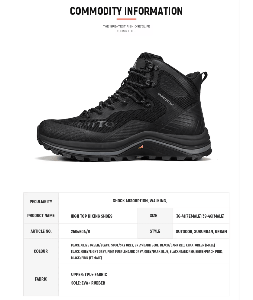 Chaussures de randonnée mid - top / bottines alpinisme avec Technologie Static Waterproof pour femme "HUMTTO - HT - 250460B" - Planète Rando