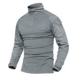 Chemise de combat / T-shirt tactique à manches longues,fermeture éclair 1/4 en coton et polyester "TACVASEN - TS001" - Planète Rando
