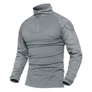 Chemise de combat / T-shirt tactique à manches longues,fermeture éclair 1/4 en coton et polyester "TACVASEN - TS001" - Planète Rando