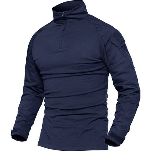 Chemise de combat / T-shirt tactique à manches longues,fermeture éclair 1/4 en coton et polyester "TACVASEN - TS001" - Planète Rando