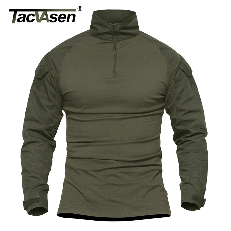 Chemise de combat / T-shirt tactique à manches longues,fermeture éclair 1/4 en coton et polyester "TACVASEN - TS001" - Planète Rando