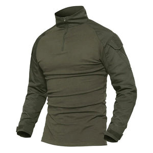 Chemise de combat / T-shirt tactique à manches longues,fermeture éclair 1/4 en coton et polyester "TACVASEN - TS001" - Planète Rando
