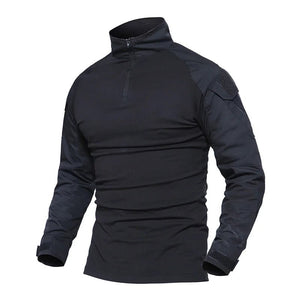 Chemise de combat / T-shirt tactique à manches longues,fermeture éclair 1/4 en coton et polyester "TACVASEN - TS001" - Planète Rando