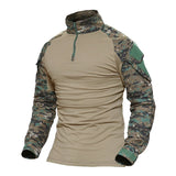 Chemise de combat / T-shirt tactique à manches longues,fermeture éclair 1/4 en coton et polyester "TACVASEN - TS001" - Planète Rando