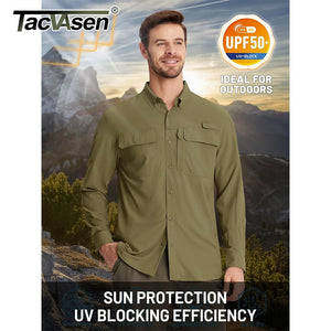 Chemises de randonnée à manches longues et protection solaire UPF 50+ pour homme "TACVASEN - ST144" - Planète Rando