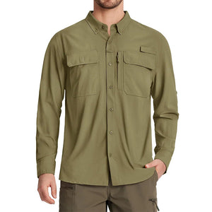 Chemises de randonnée à manches longues et protection solaire UPF 50+ pour homme "TACVASEN - ST144" - Planète Rando
