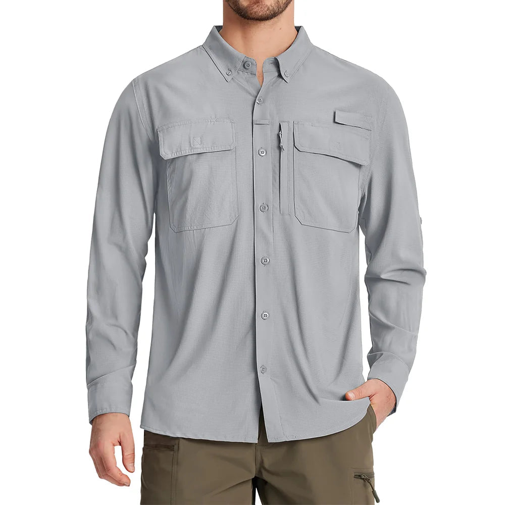 Chemises de randonnée à manches longues et protection solaire UPF 50+ pour homme "TACVASEN - ST144" - Planète Rando