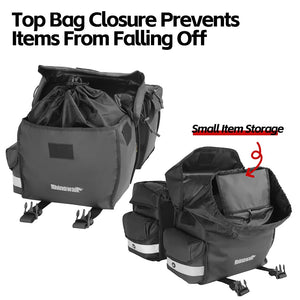 Double sacoches de porte - bagage 100% imperméable avec plaque de support intérieure "Rhinowalk - BPB0900 series" - Planète Rando