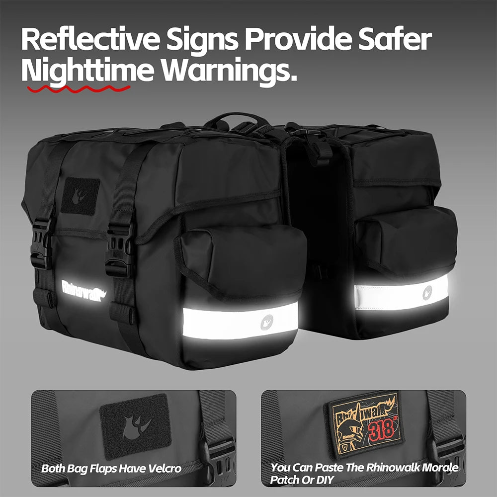 Double sacoches de porte - bagage 100% imperméable avec plaque de support intérieure "Rhinowalk - BPB0900 series" - Planète Rando