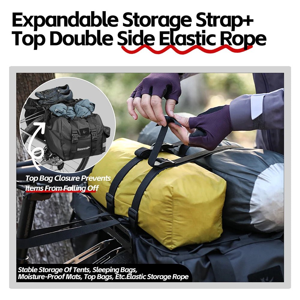 Double sacoches de porte - bagage 100% imperméable avec plaque de support intérieure "Rhinowalk - BPB0900 series" - Planète Rando