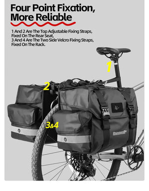 Double sacoches de porte - bagage 100% imperméable avec plaque de support intérieure "Rhinowalk - BPB0900 series" - Planète Rando