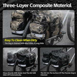 Double sacoches de porte - bagage 100% imperméable avec plaque de support intérieure "Rhinowalk - BPB0900 series" - Planète Rando