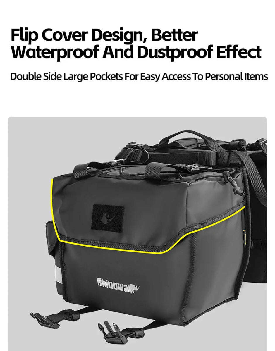 Double sacoches de porte - bagage 100% imperméable avec plaque de support intérieure "Rhinowalk - BPB0900 series" - Planète Rando