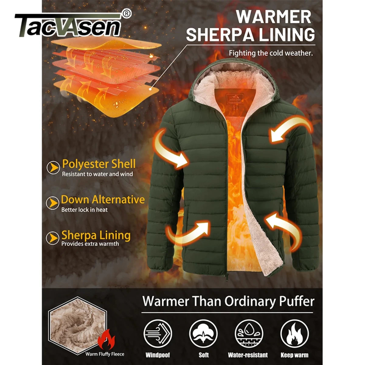 Doudoune isolante doublée sherpa imperméable à capuche "TACVASEN - CTD1" - Planète Rando