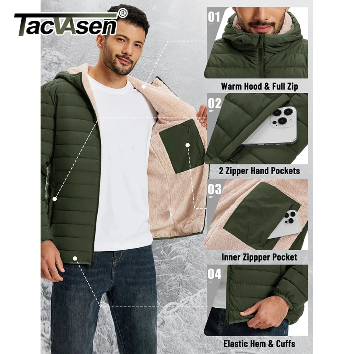 Doudoune isolante doublée sherpa imperméable à capuche "TACVASEN - CTD1" - Planète Rando
