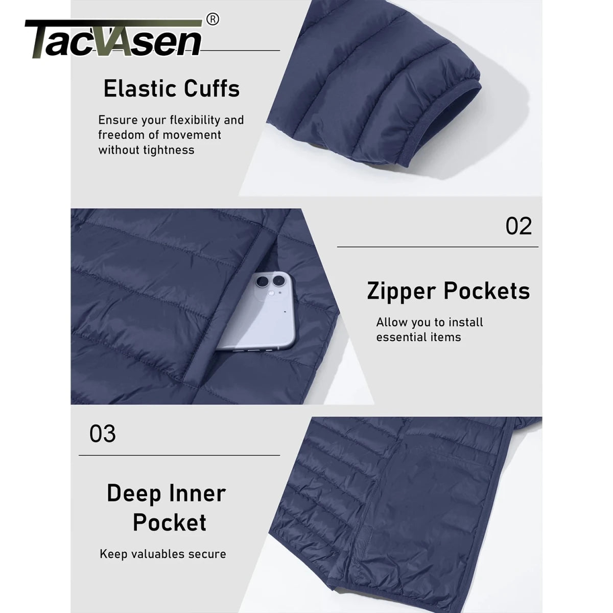 Doudoune synthétique matelassée à séchage rapide pour homme "TACVASEN - TJ623" - Planète Rando