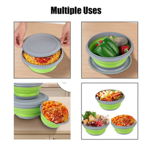 Ensemble de 3 bols pliables en silicone pour boîte à lunch "CLS Outdoor - Folding Bowl" - Planète Rando