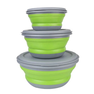 Ensemble de 3 bols pliables en silicone pour boîte à lunch "CLS Outdoor - Folding Bowl" - Planète Rando