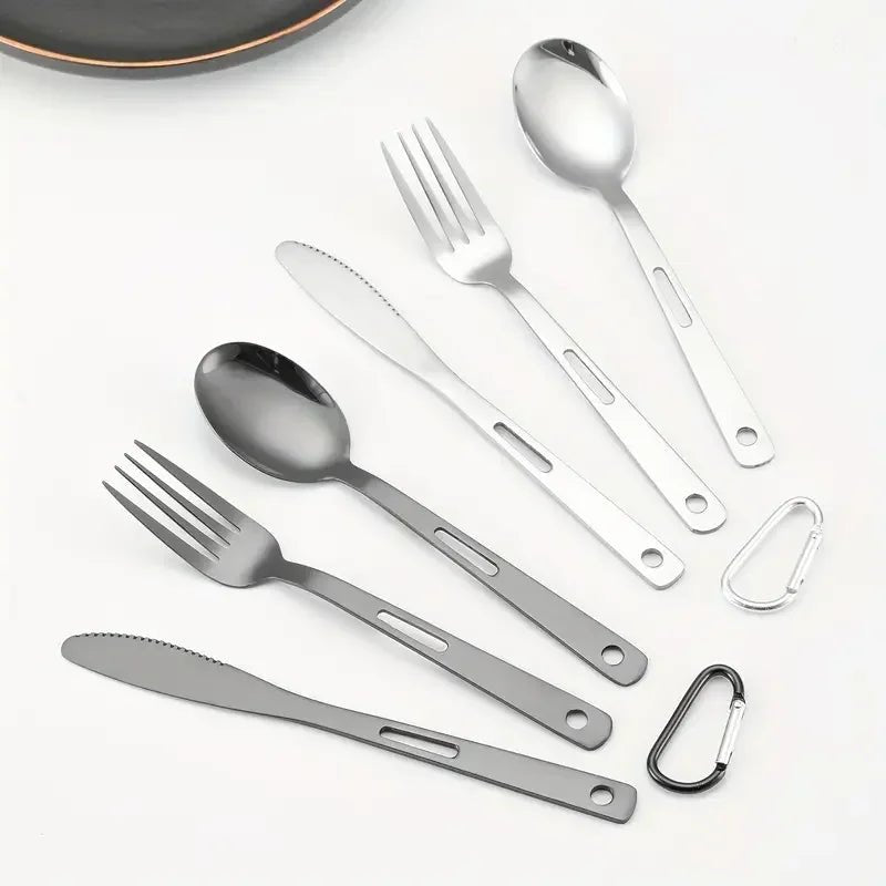 Ensemble de 3 couverts portables en acier inoxydable "Shinetrip - Kitchen portable set" - Planète Rando