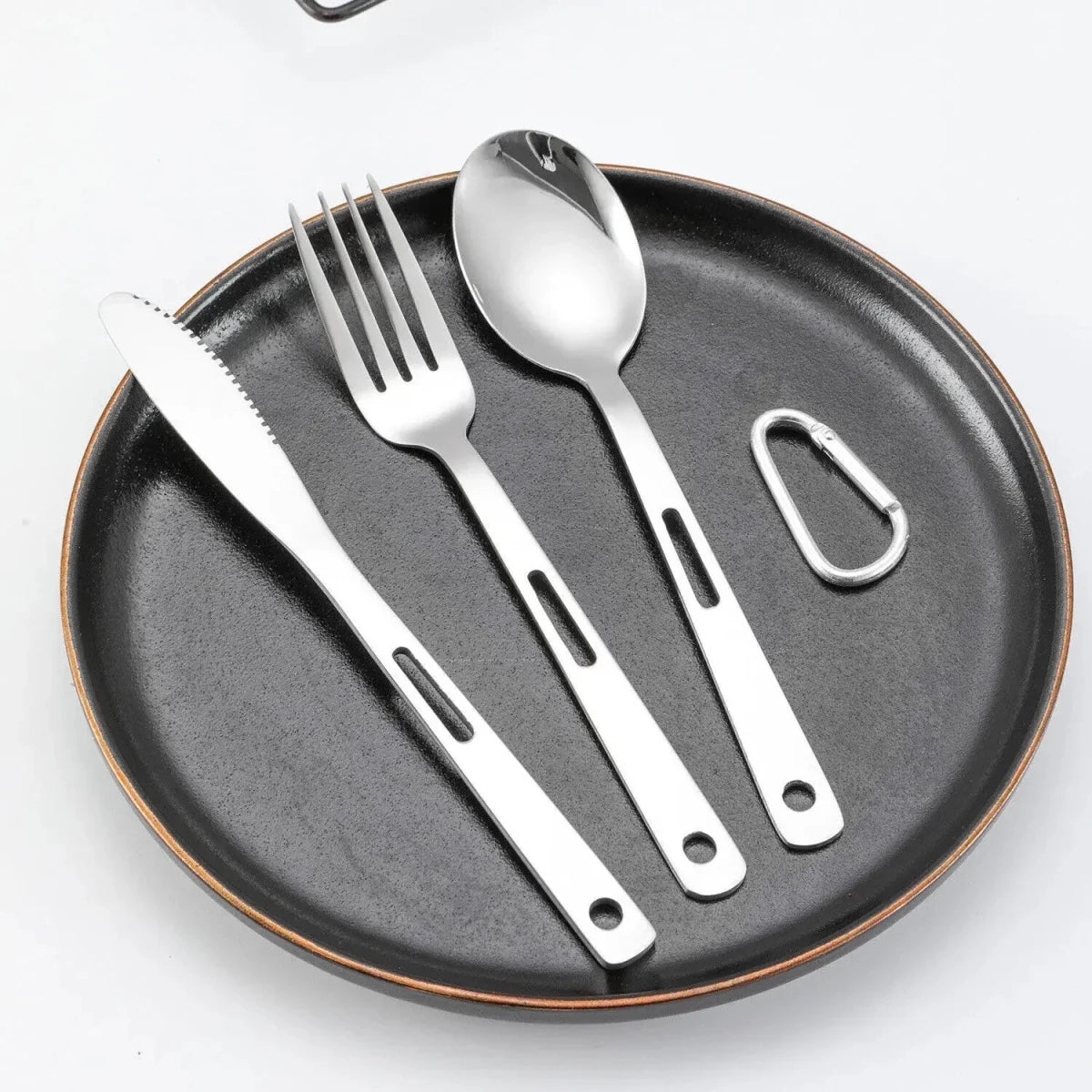 Ensemble de 3 couverts portables en acier inoxydable "Shinetrip - Kitchen portable set" - Planète Rando