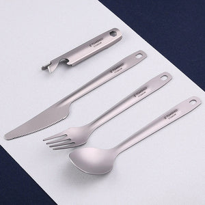 Ensemble de couverts en titane 4 en 1 "Tomshoo - 4 - in - 1 cutlery set" - Planète Rando