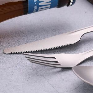 Ensemble de couverts en titane 4 en 1 "Tomshoo - 4 - in - 1 cutlery set" - Planète Rando