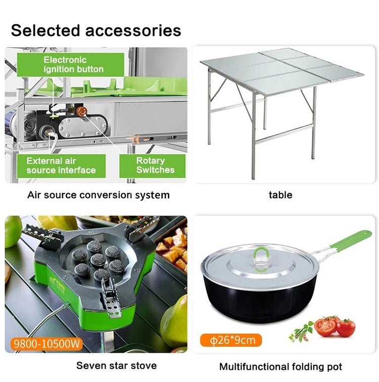 Ensemble de cuisine mobile pour camping avec réchaud et batterie de cuisine en acier inoxydable "BRS - Kitchen box" - Planète Rando