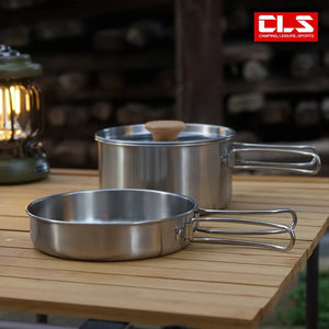 Ensemble popote en acier inoxydable 304 pour le bivouac et le camping "CLS Outdoor - Camping Pot Set" - Planète Rando