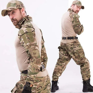 Ensemble / uniforme tactique de combat avec poches multifonctionnelles et genouillères "Emersongear - G3" - Planète Rando