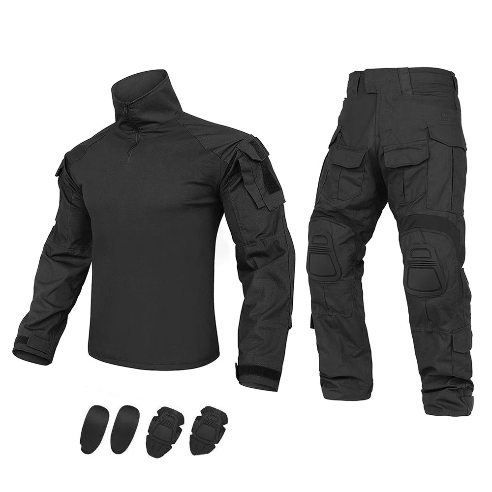 Ensemble / uniforme tactique de combat avec poches multifonctionnelles et genouillères "Emersongear - G3" - Planète Rando