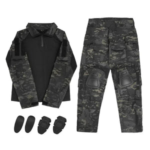 Ensemble / uniforme tactique de combat avec poches multifonctionnelles et genouillères "Emersongear - G3" - Planète Rando